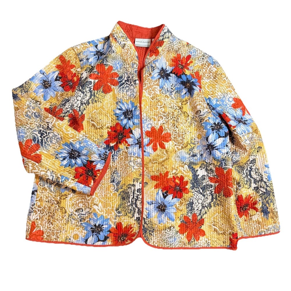 Alfred Dinner Womens Quilted Jacket 18P Vibrant Burnt Orange Terracotta Blue